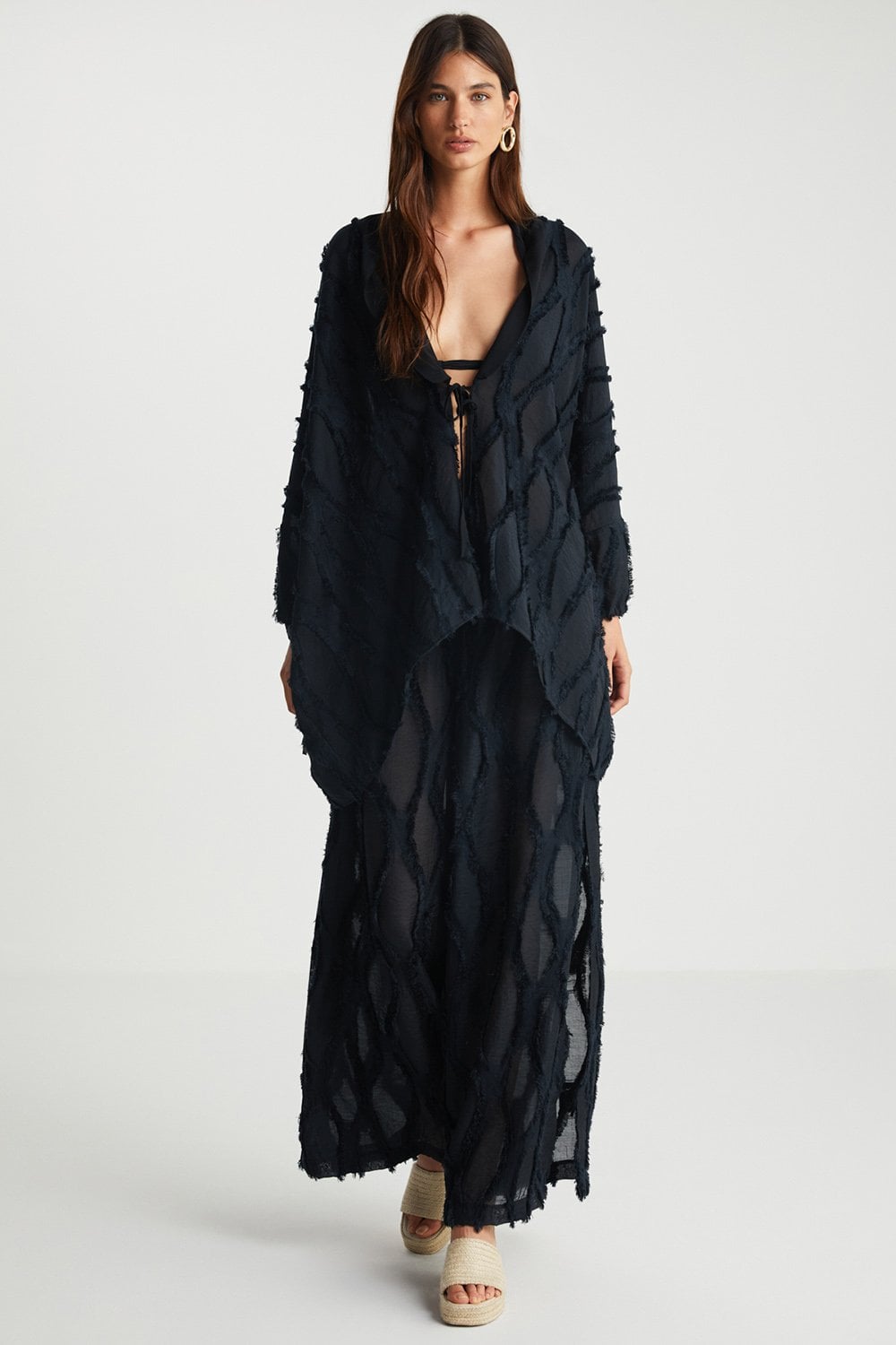 siyah jakarlı kaftan