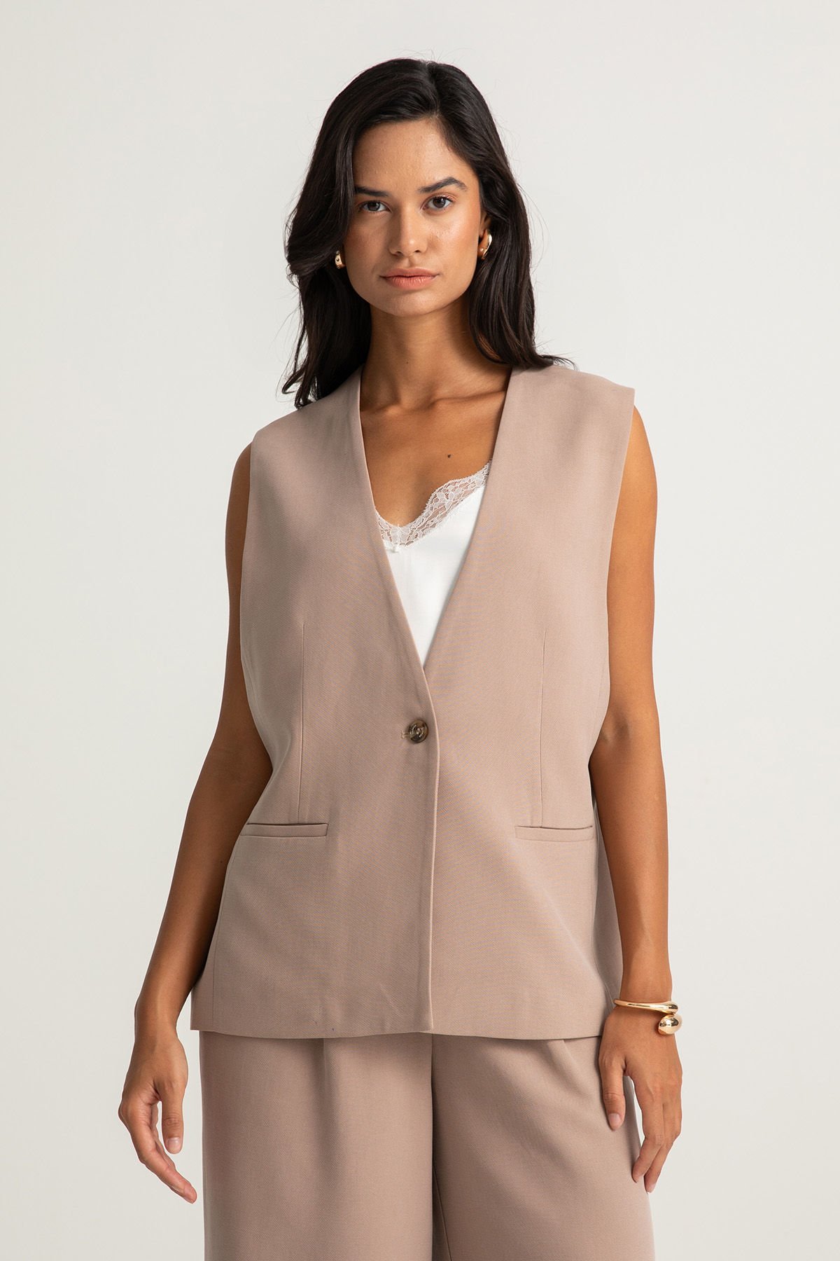 Cep Detaylı Vizon Yelek