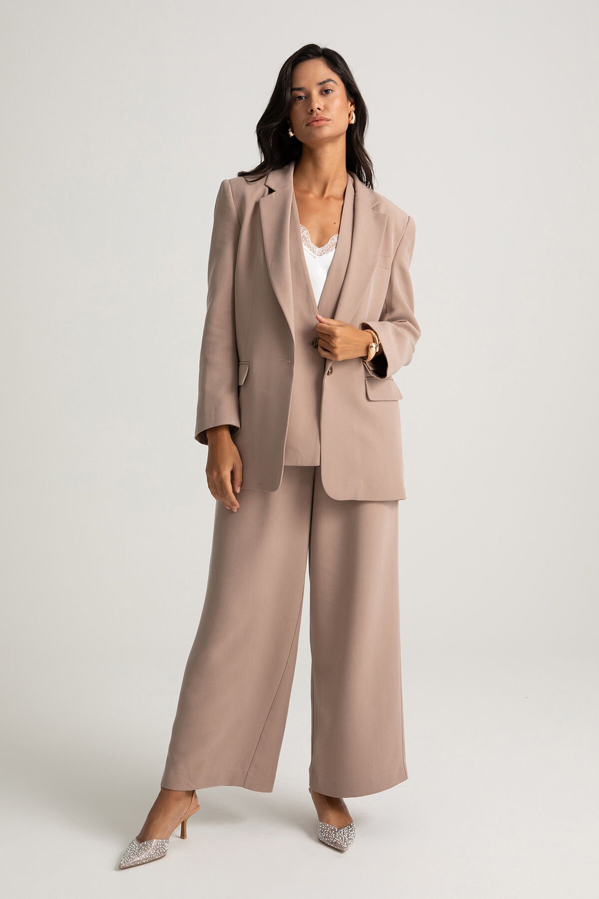 Tek Düğmeli Vizon Blazer Ceket