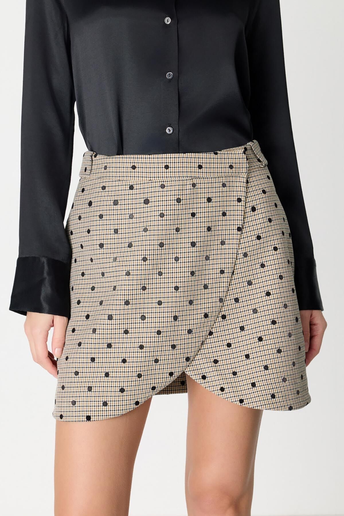 Desenli Çan Kesim Mini Etek