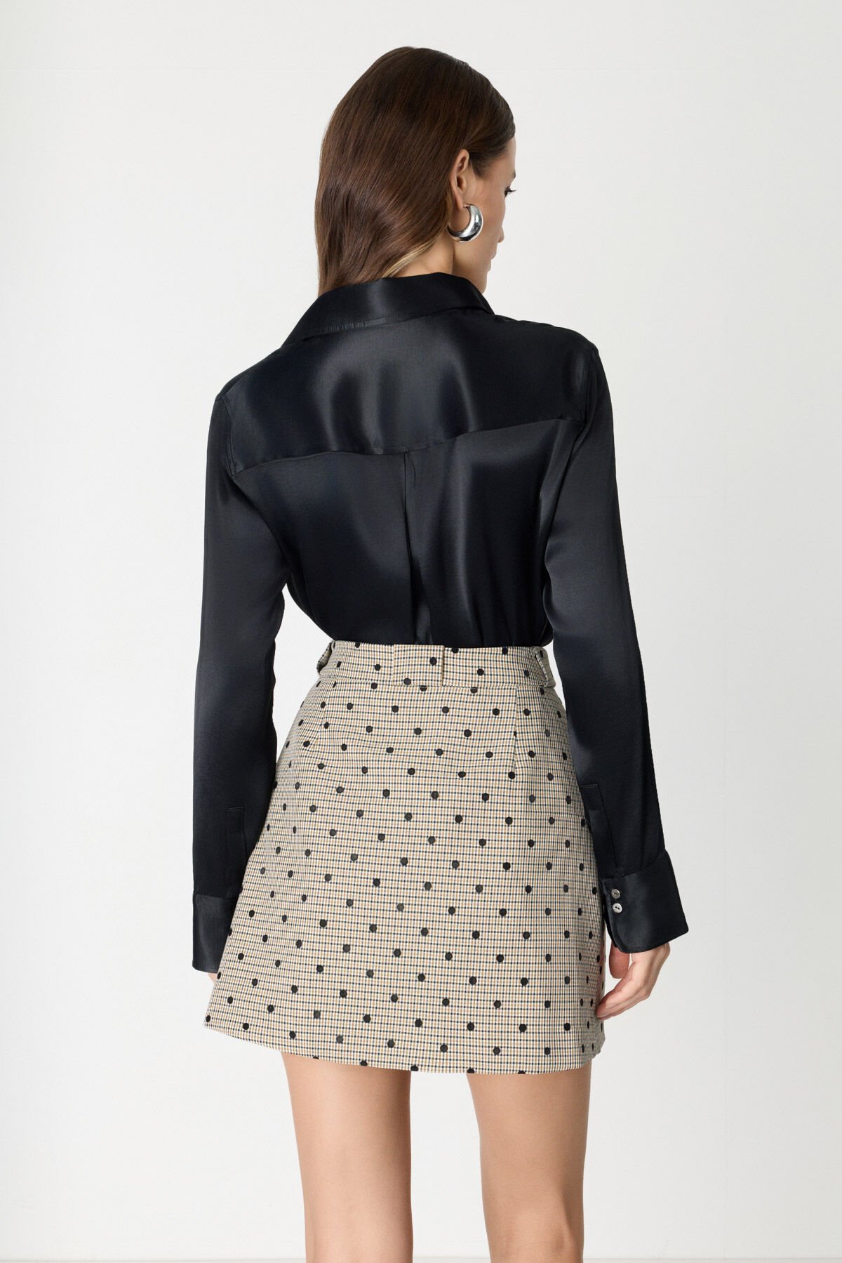 Desenli Çan Kesim Mini Etek