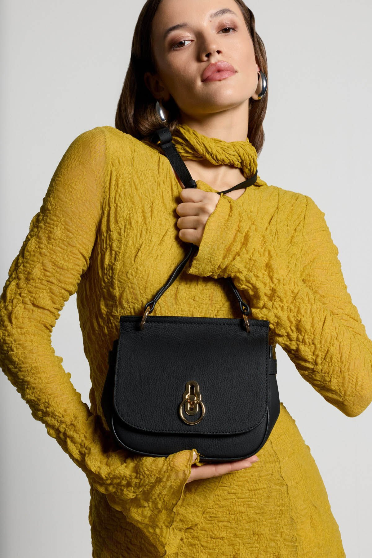 Bürümcüklü Sarı Uzun Elbise