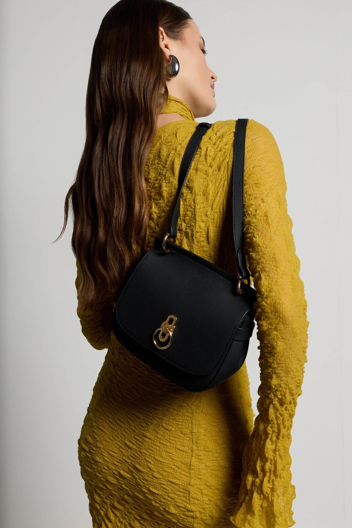 Bürümcüklü Sarı Uzun Elbise