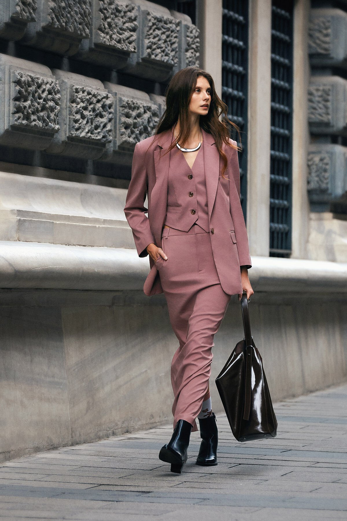 Tek Düğmeli Pembe Blazer Ceket