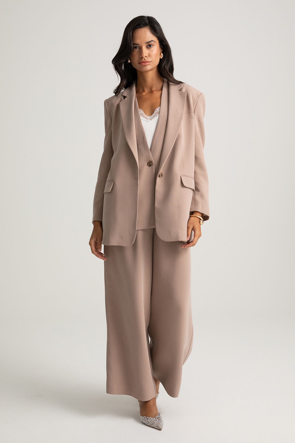 Geniş Paça Pileli Pantolon