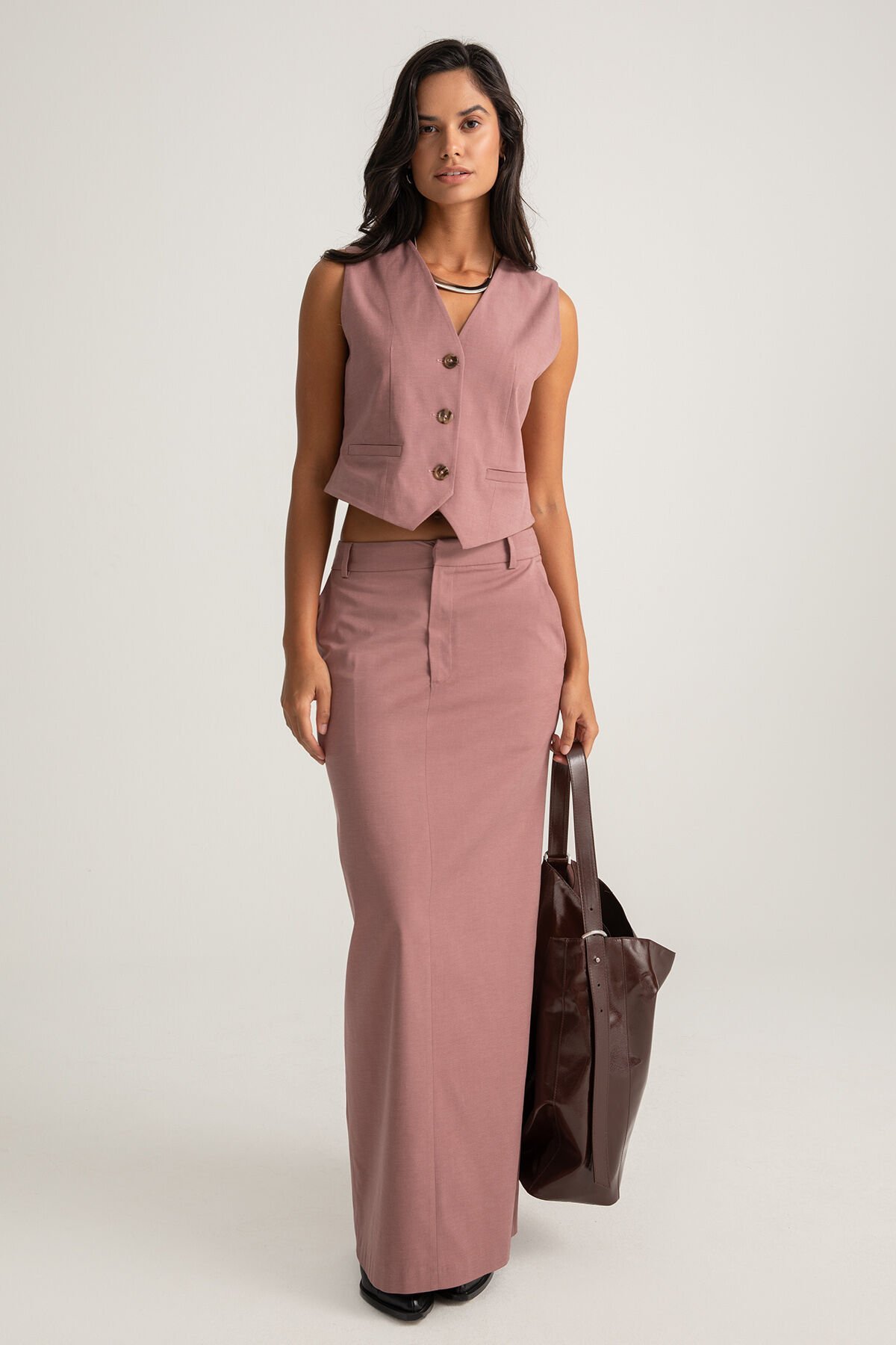 Yırtmaç Detaylı Uzun Etek