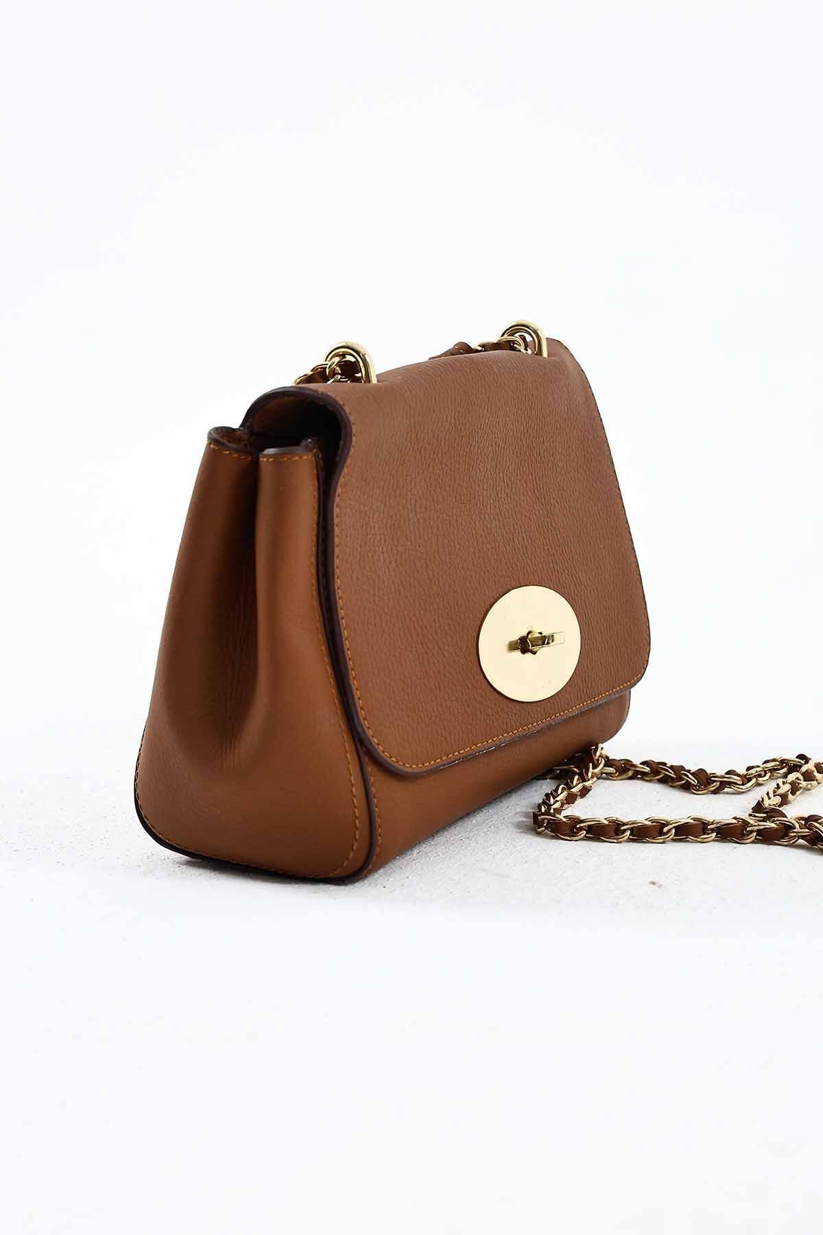 Zincir Askı Detaylı Günlük Kullanım Taba Deri Çanta