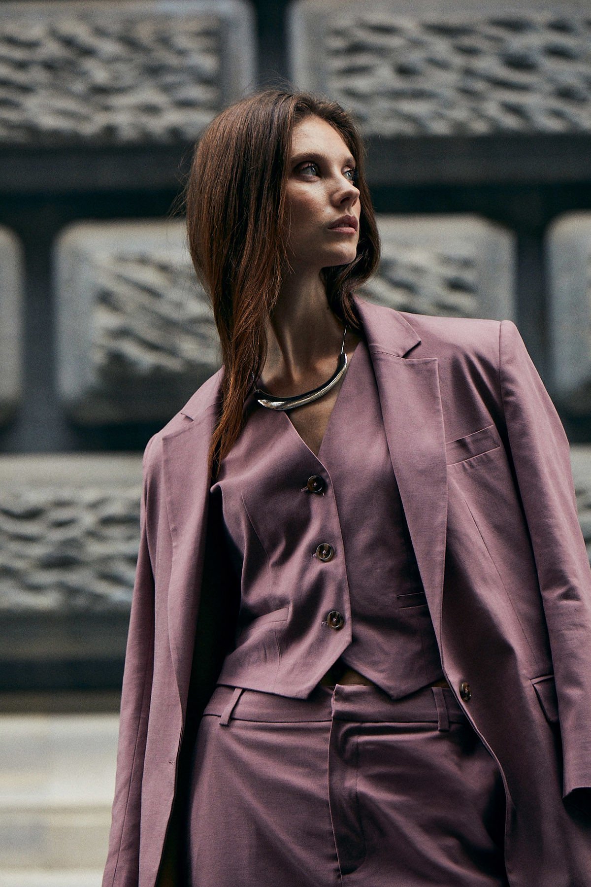 Cep Detaylı Pembe Yelek