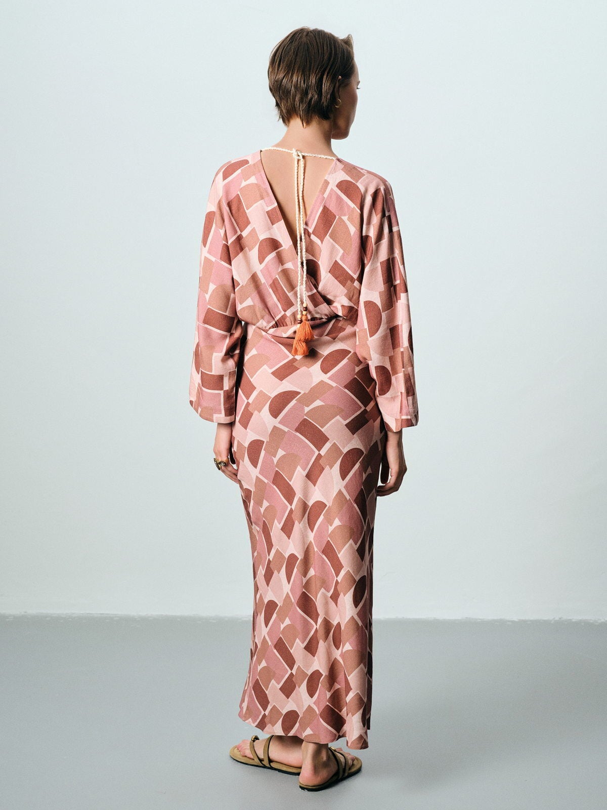 Geometrik Desenli Pastel Elbise