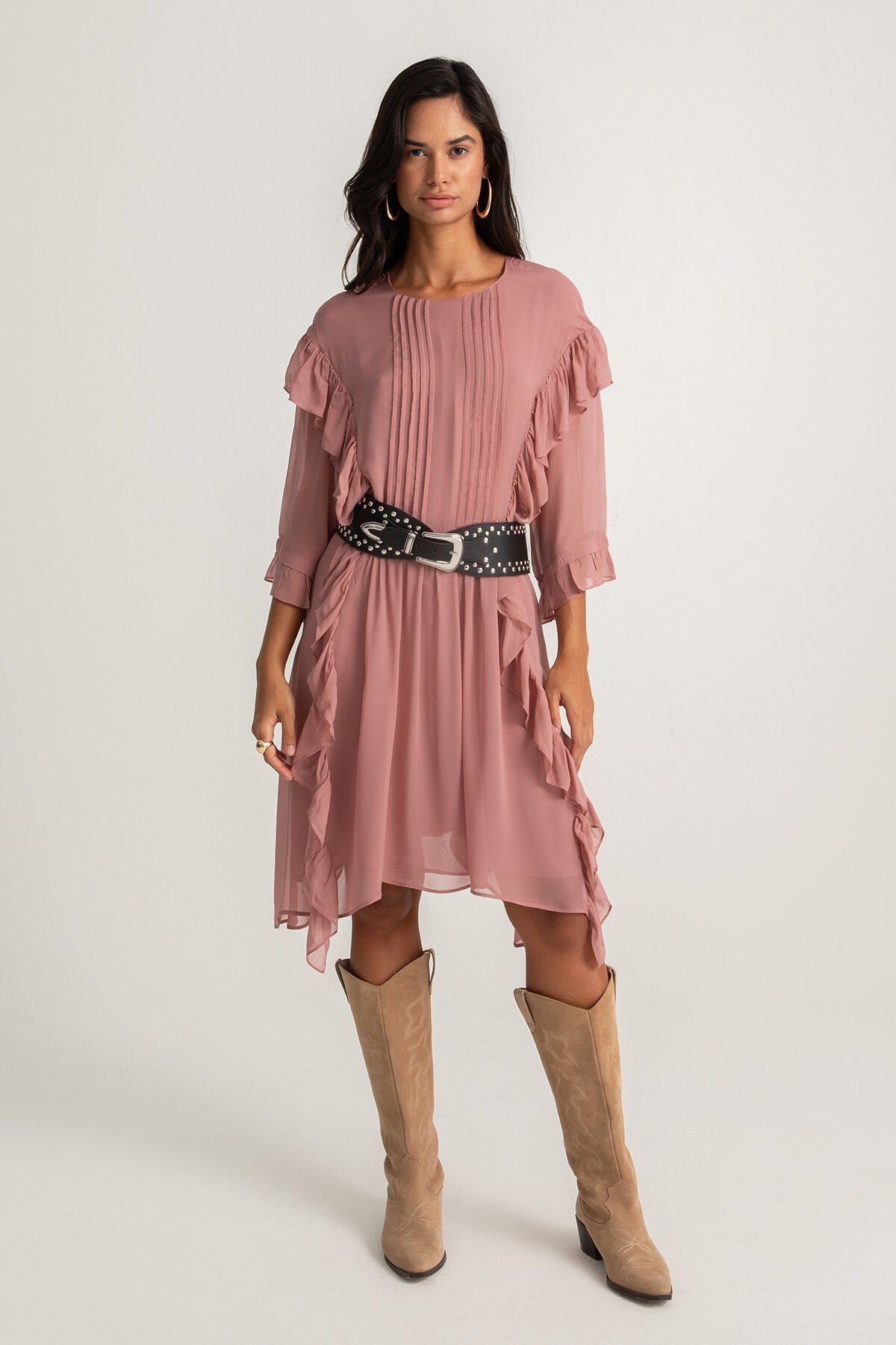 Fırfır Detaylı Elbise