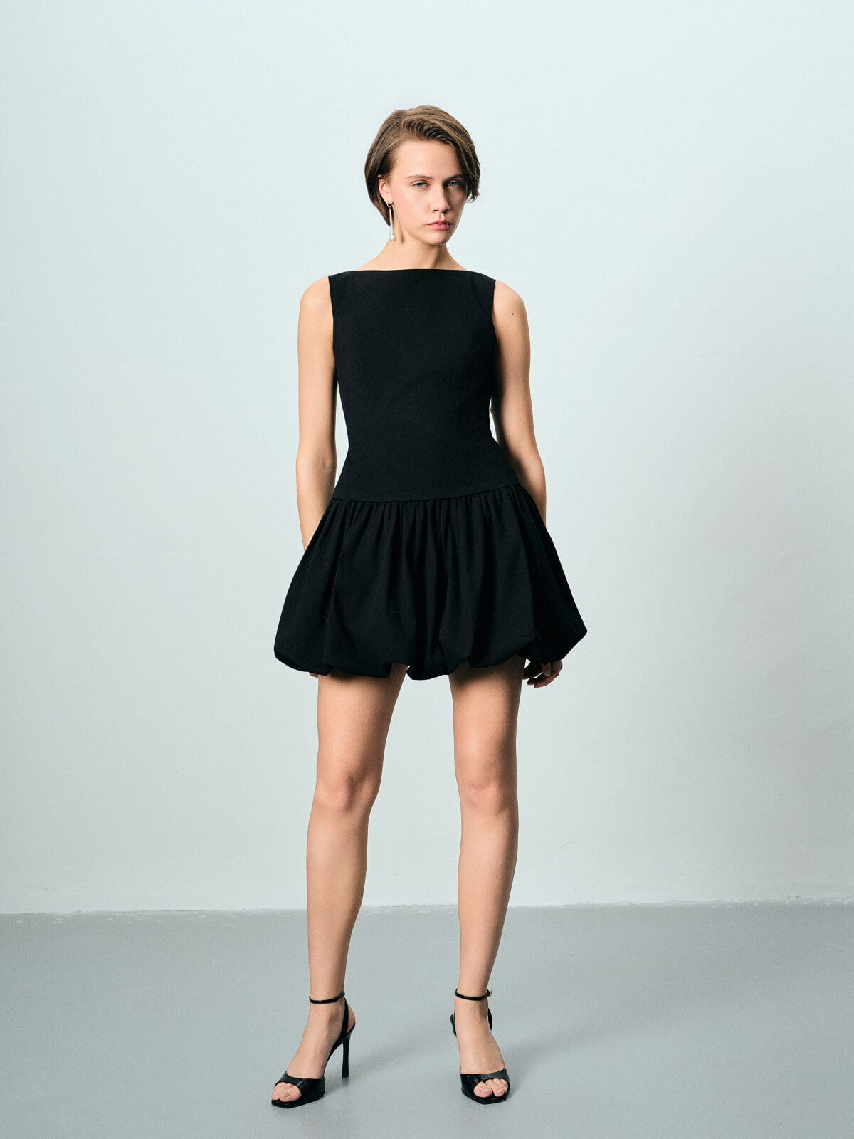 Poplin Etekli Mini Balon Elbise