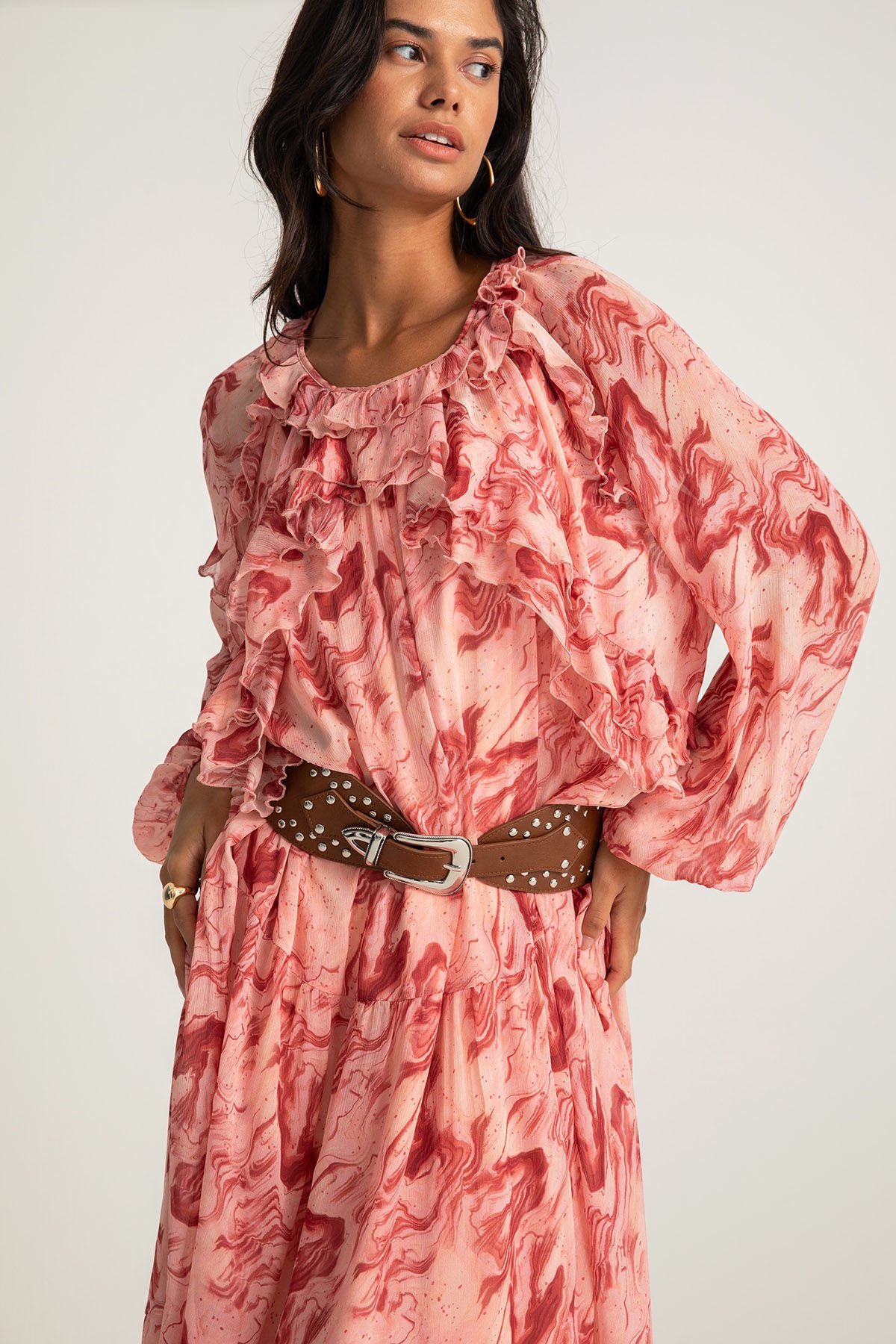 Ebru Baskılı Elbise