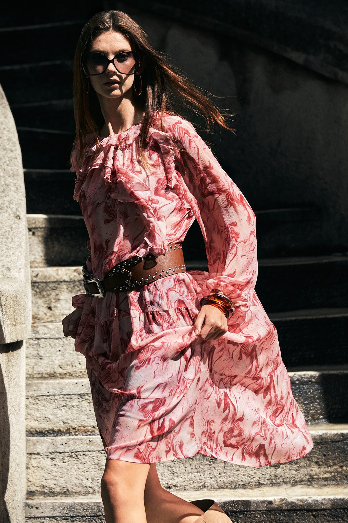 Ebru Baskılı Elbise