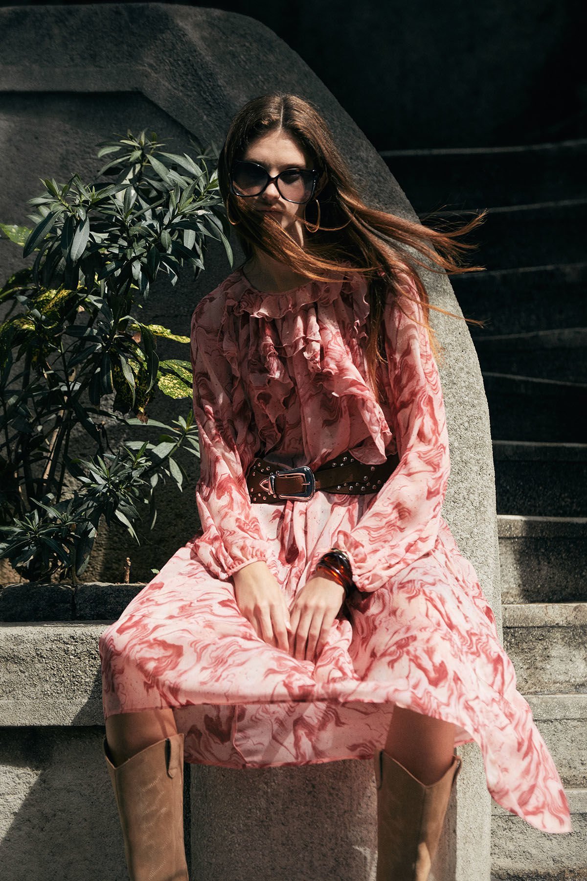 Ebru Baskılı Elbise