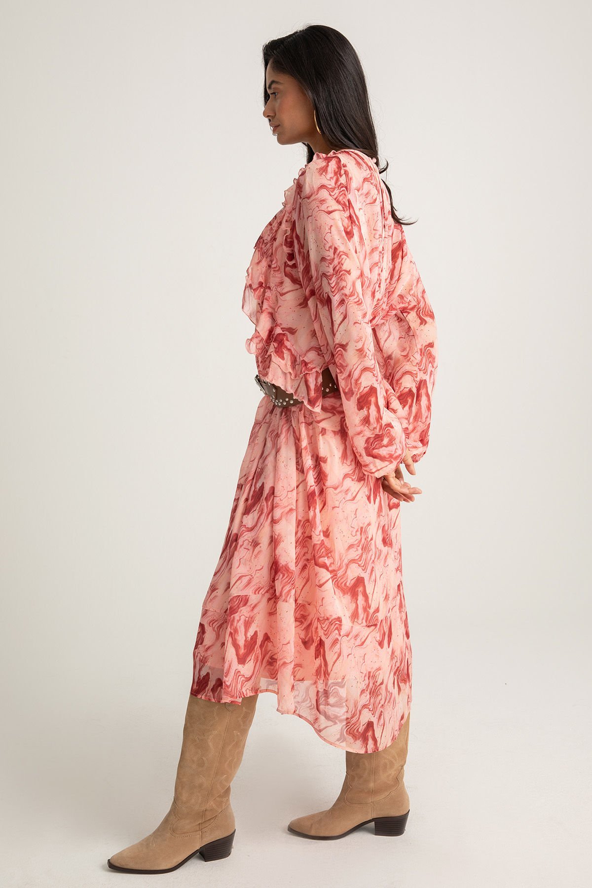 Ebru Baskılı Elbise