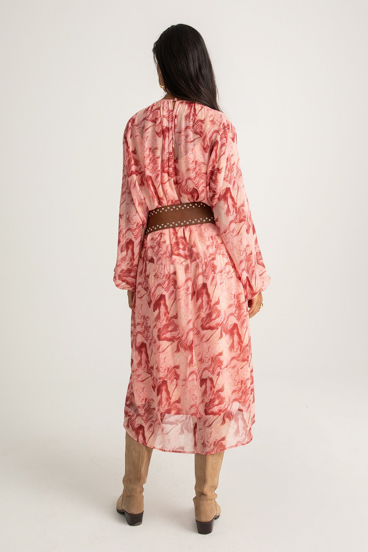 Ebru Baskılı Elbise