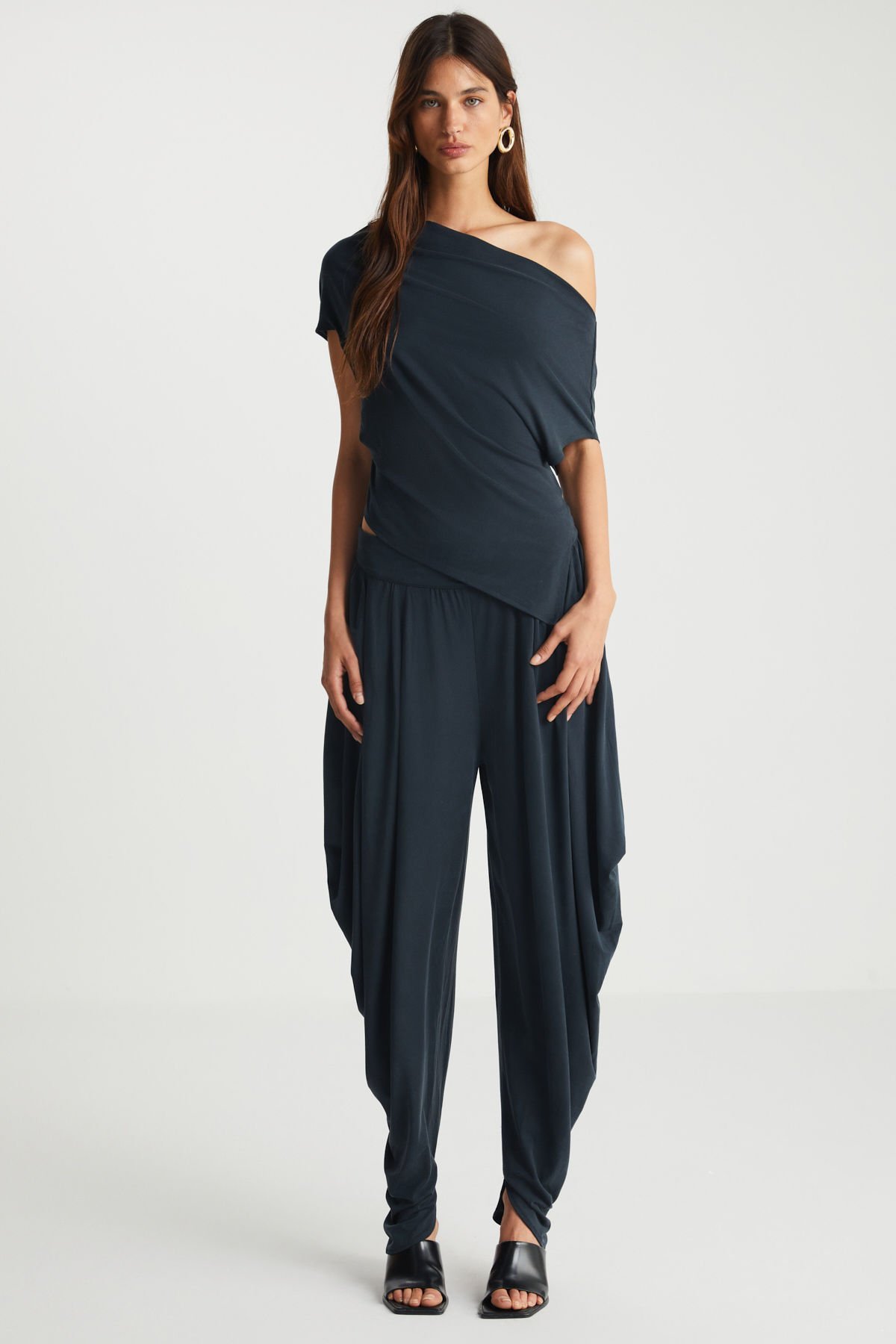 Günlük Siyah Cupro Pantolon