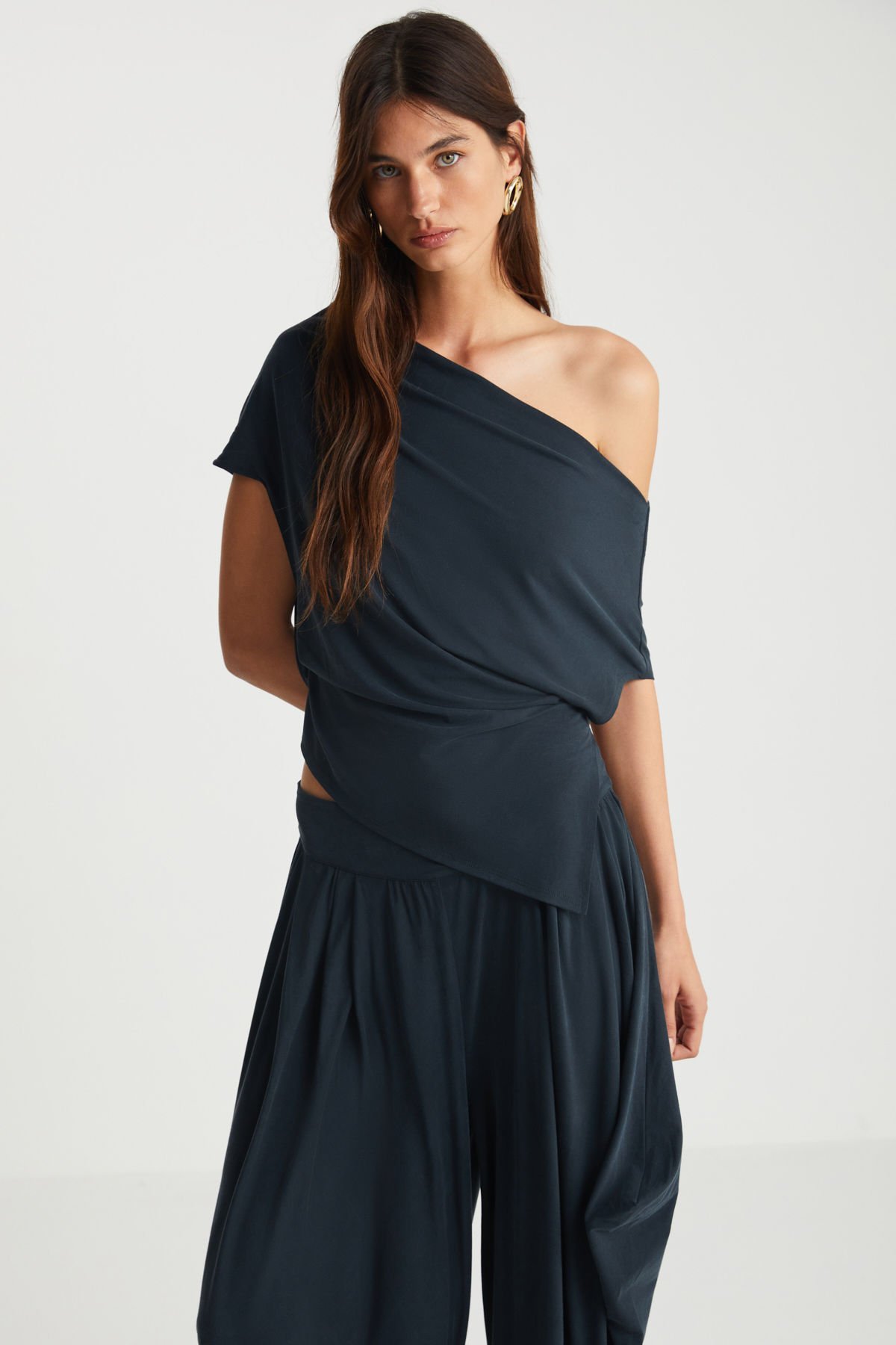 Günlük Siyah Cupro Pantolon