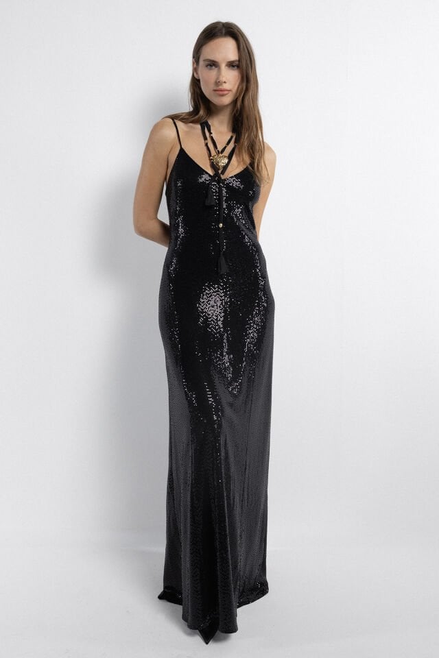 Derin Sırt Dekolteli Gece Elbisesi