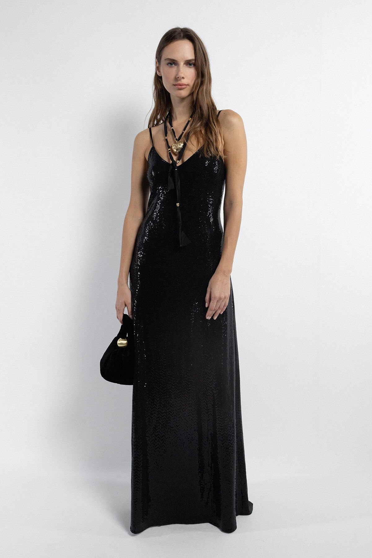 Derin Sırt Dekolteli Gece Elbisesi