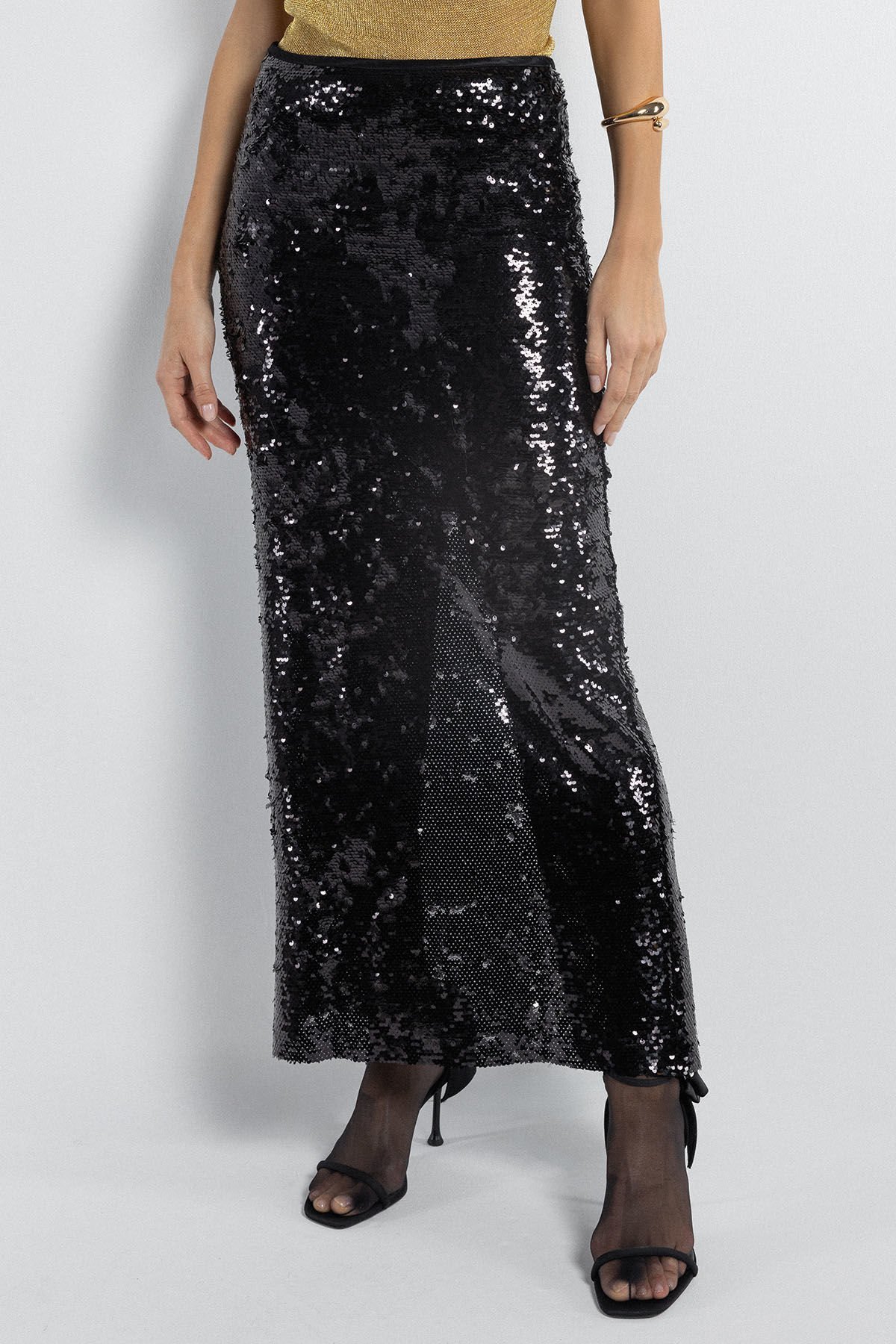 Pul Payetli Uzun Etek