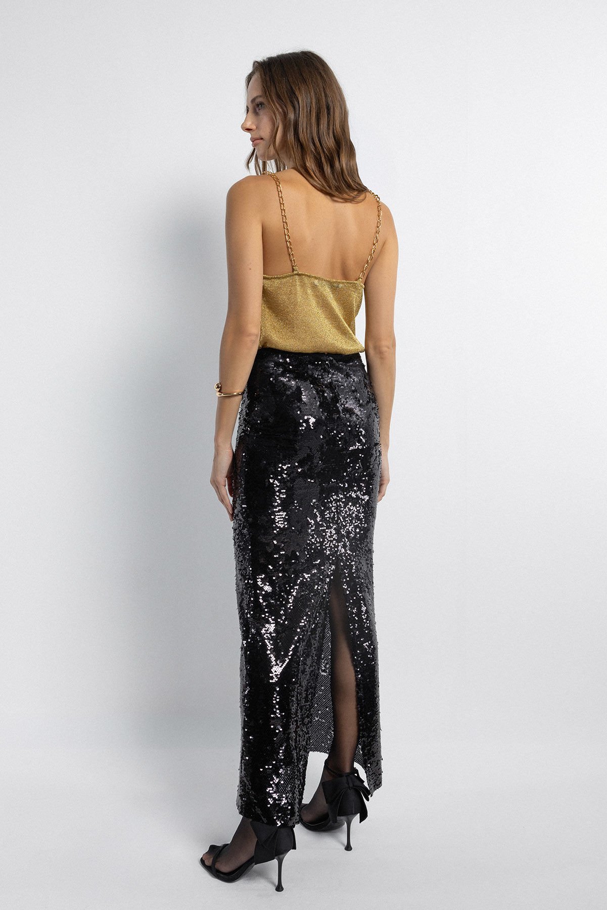 Pul Payetli Uzun Etek