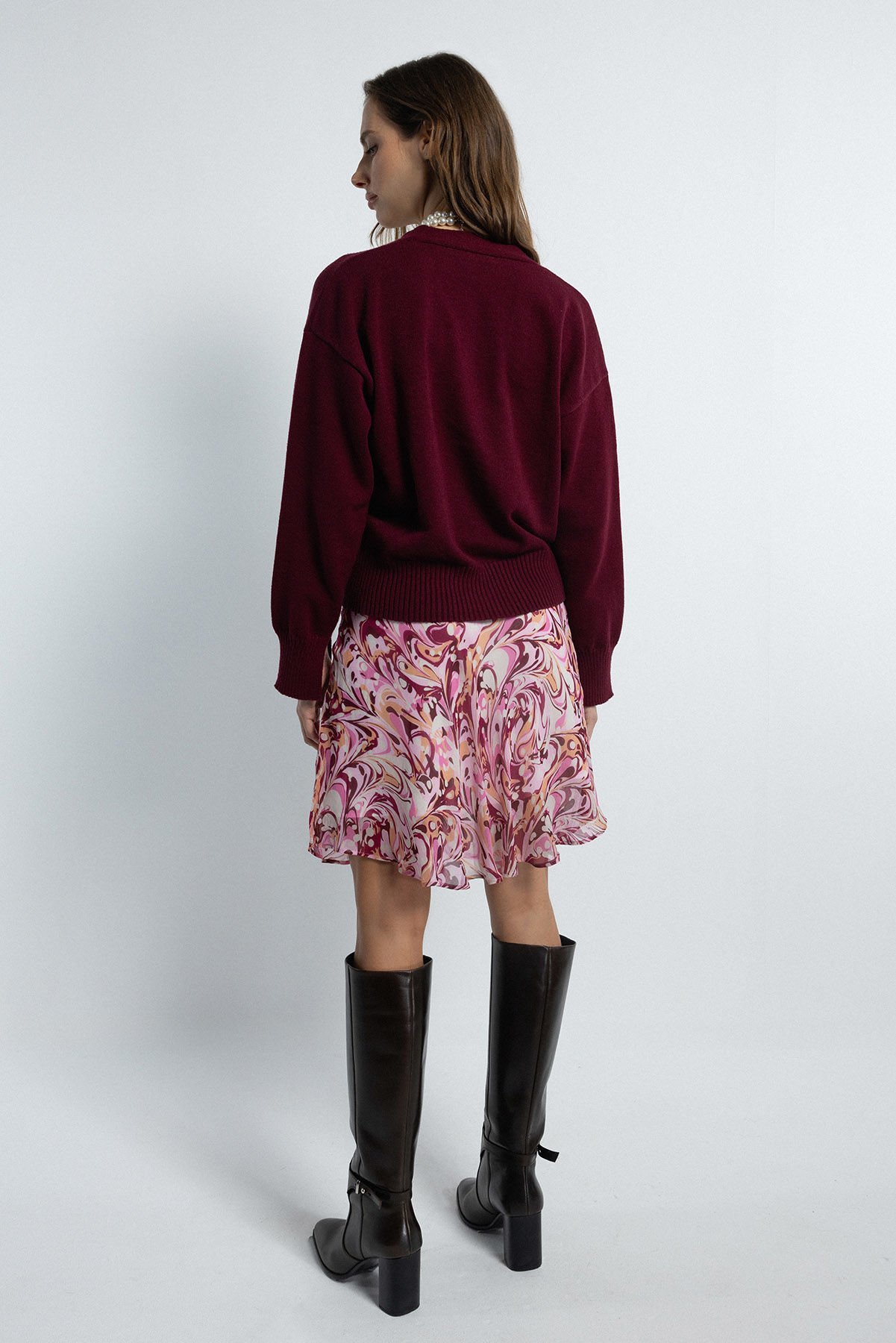 Ebru Desenli Mini Etek