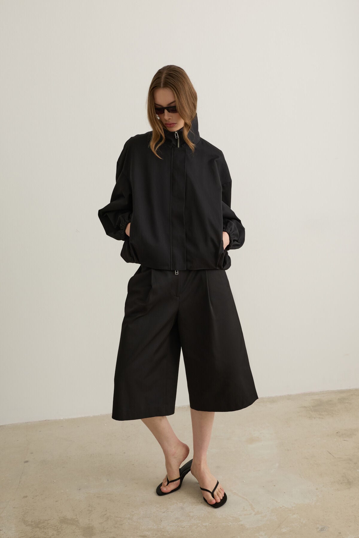 Lucia Dik Yaka Oversize Siyah Bomber Ceket