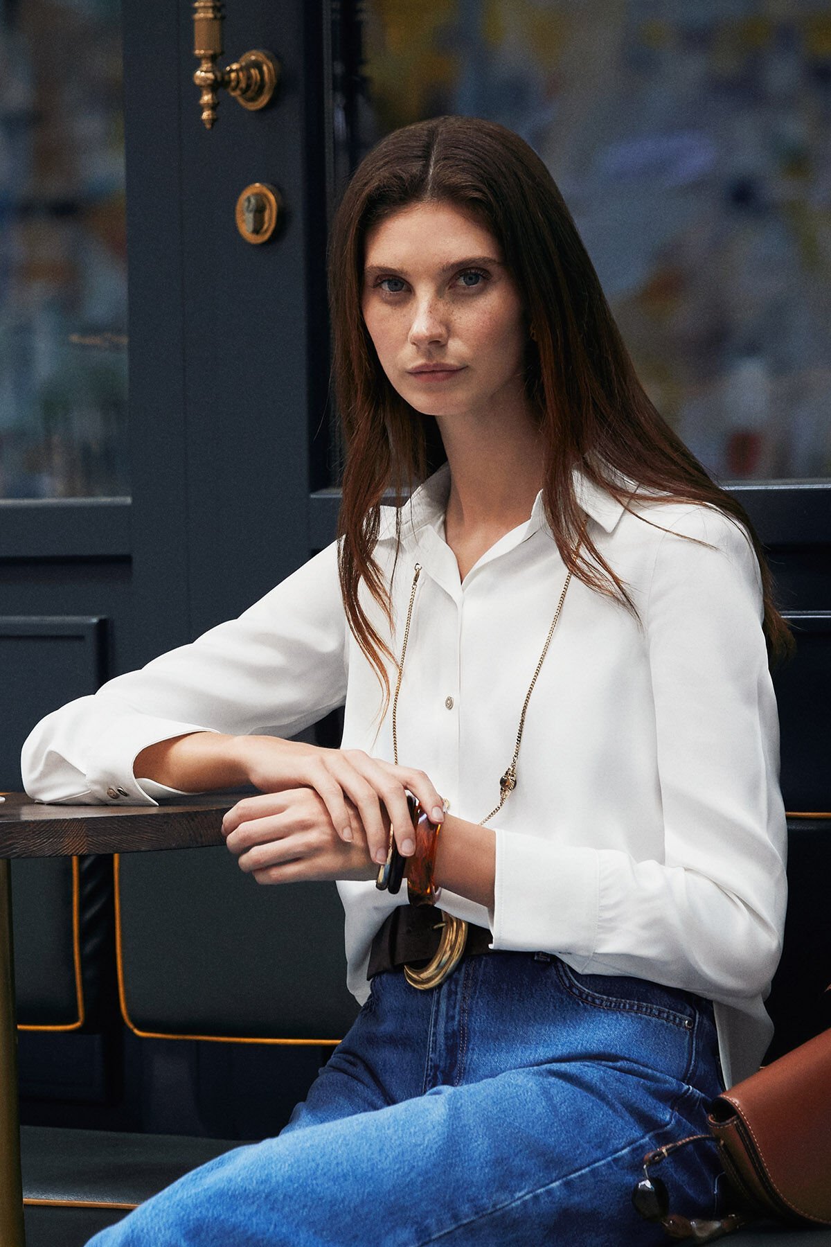 Beyaz Saten Smart Casual Gömlek