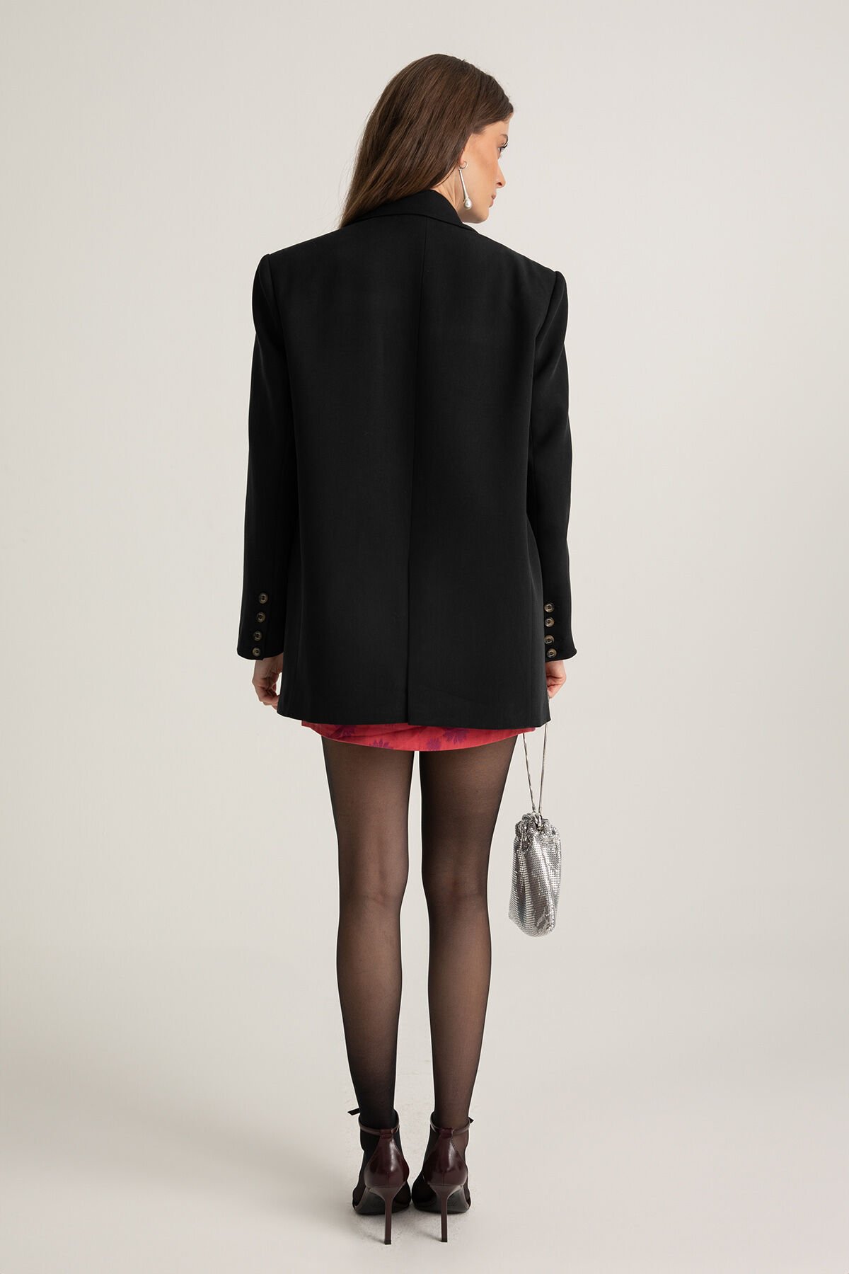 Siyah Tek Düğmeli Blazer Ceket