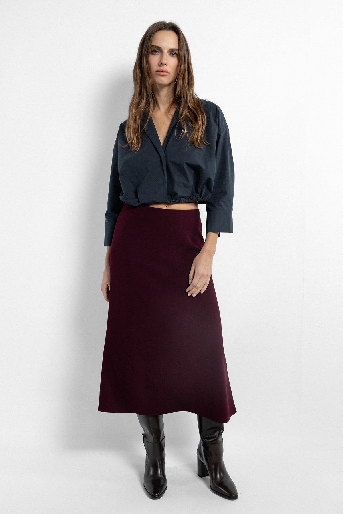 Belden Bağlı Crop Gömlek