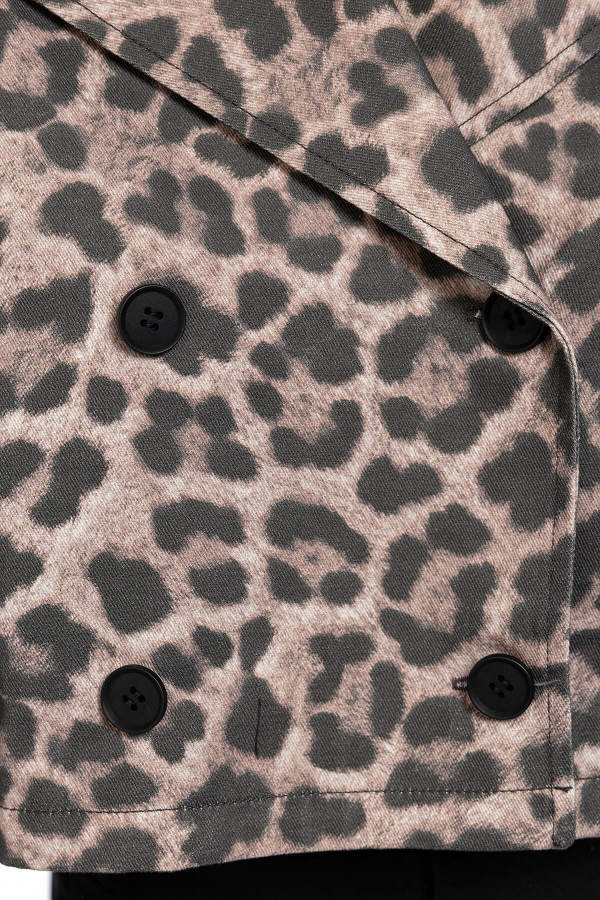 Leopar Desenli Crop Ceket