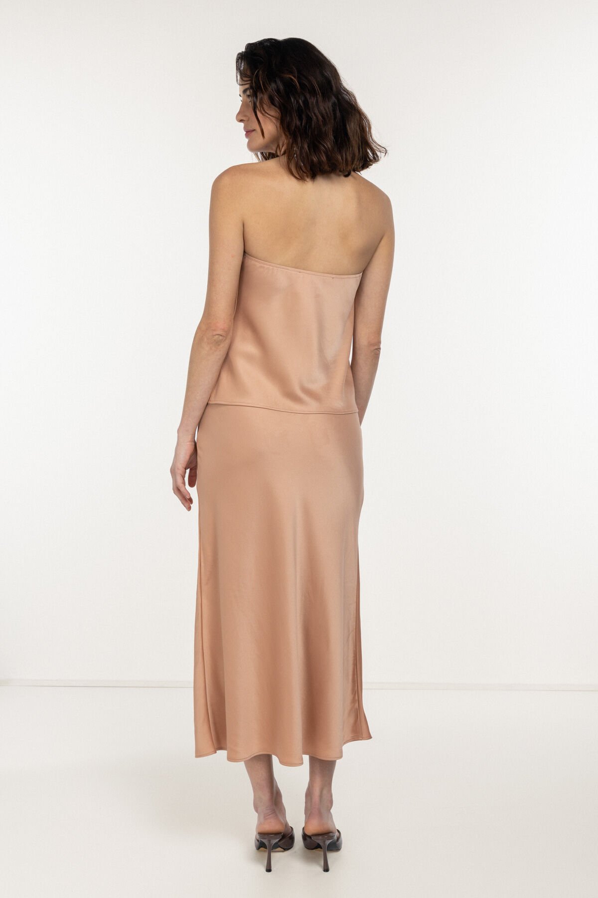 Belden Lastikli Volanlı Moka Midi Etek