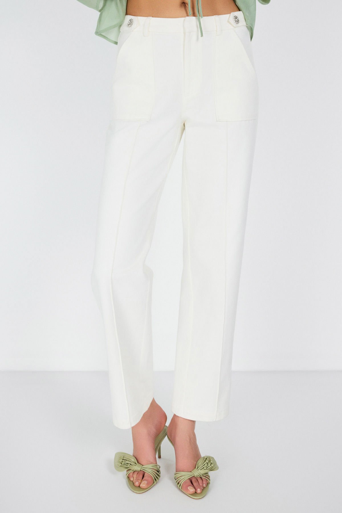 Düğme Detaylı Gabardin Pantolon