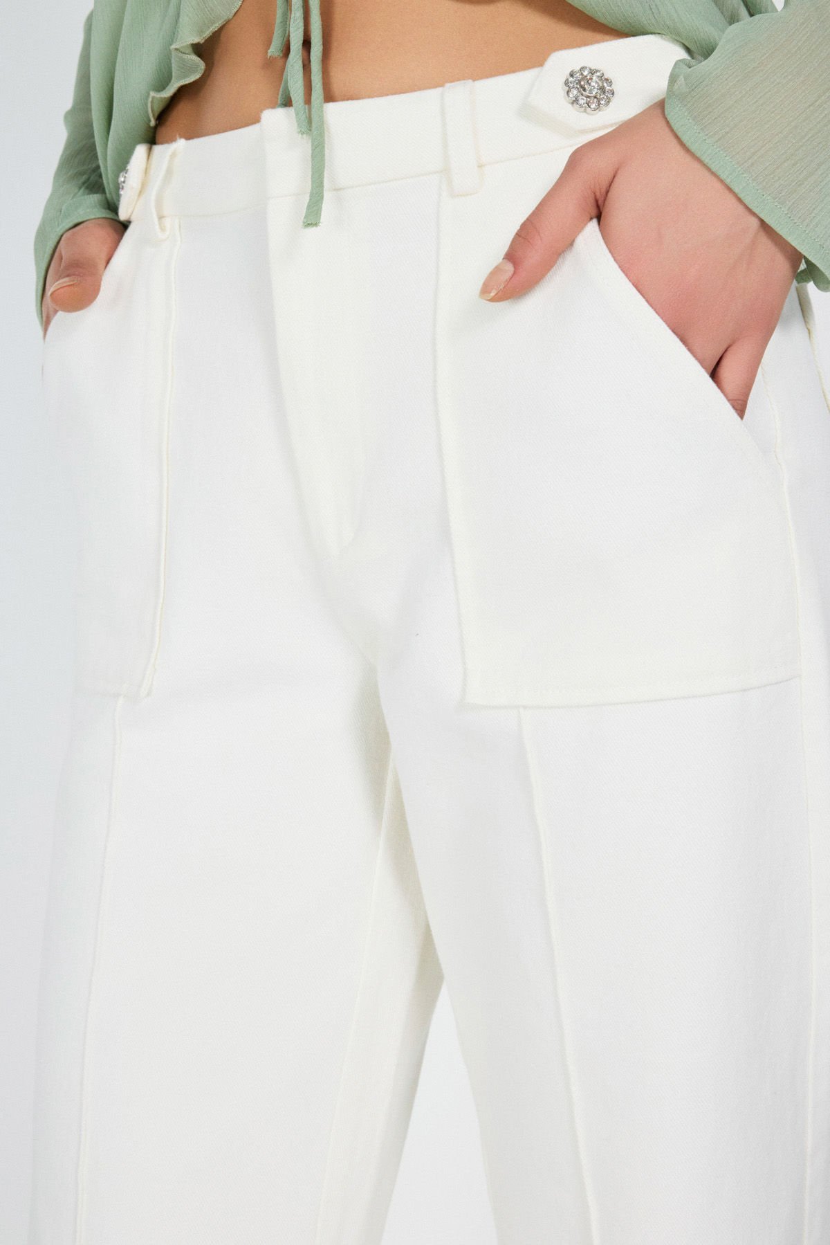 Düğme Detaylı Gabardin Pantolon