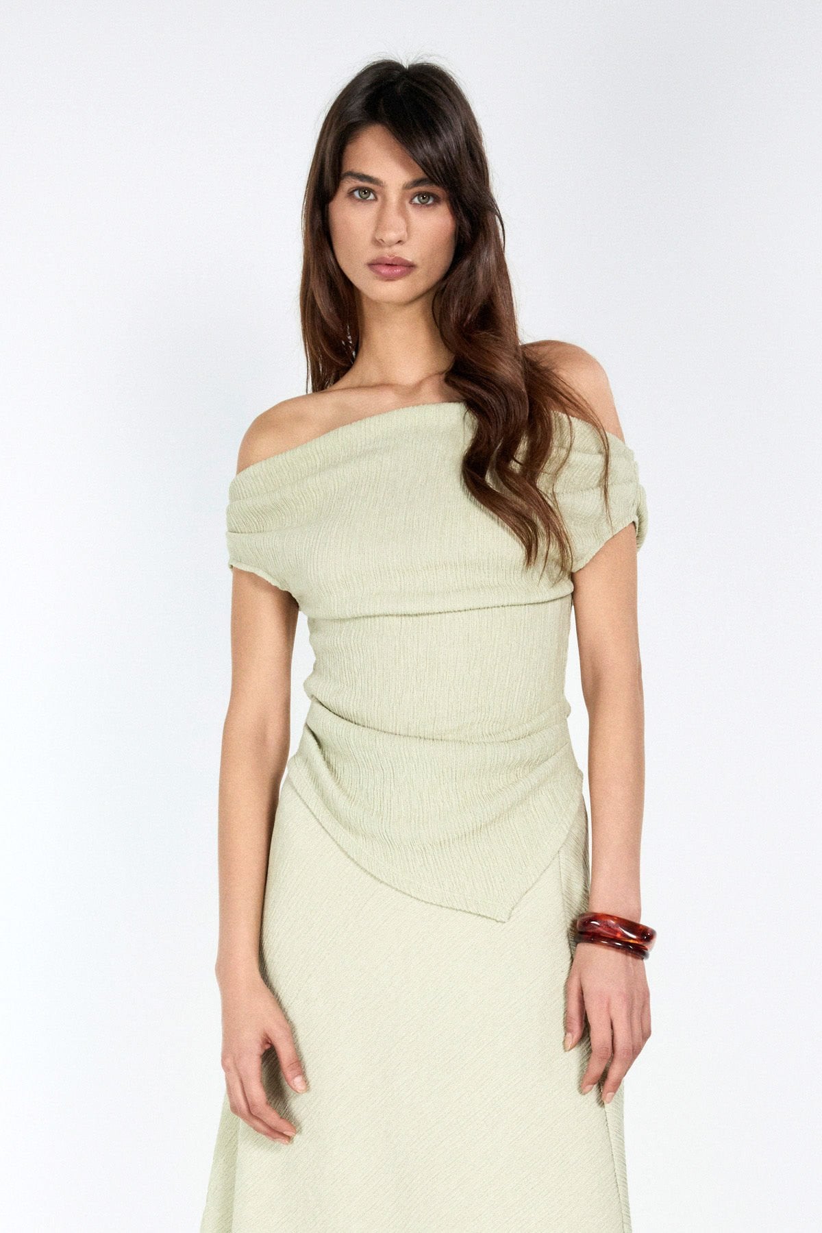 Kayık Yaka Mint Top