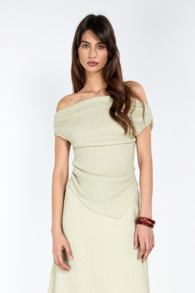 Kayık Yaka Mint Top