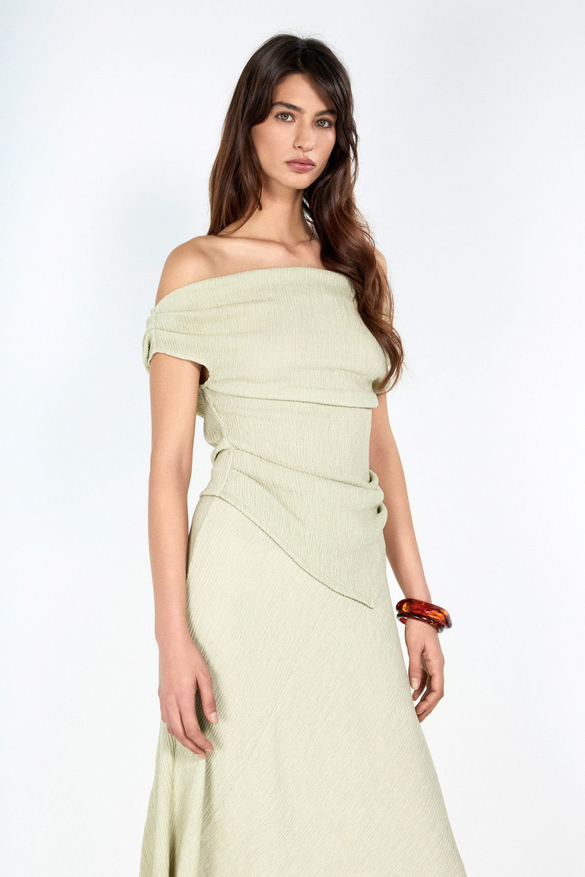 Kayık Yaka Mint Top