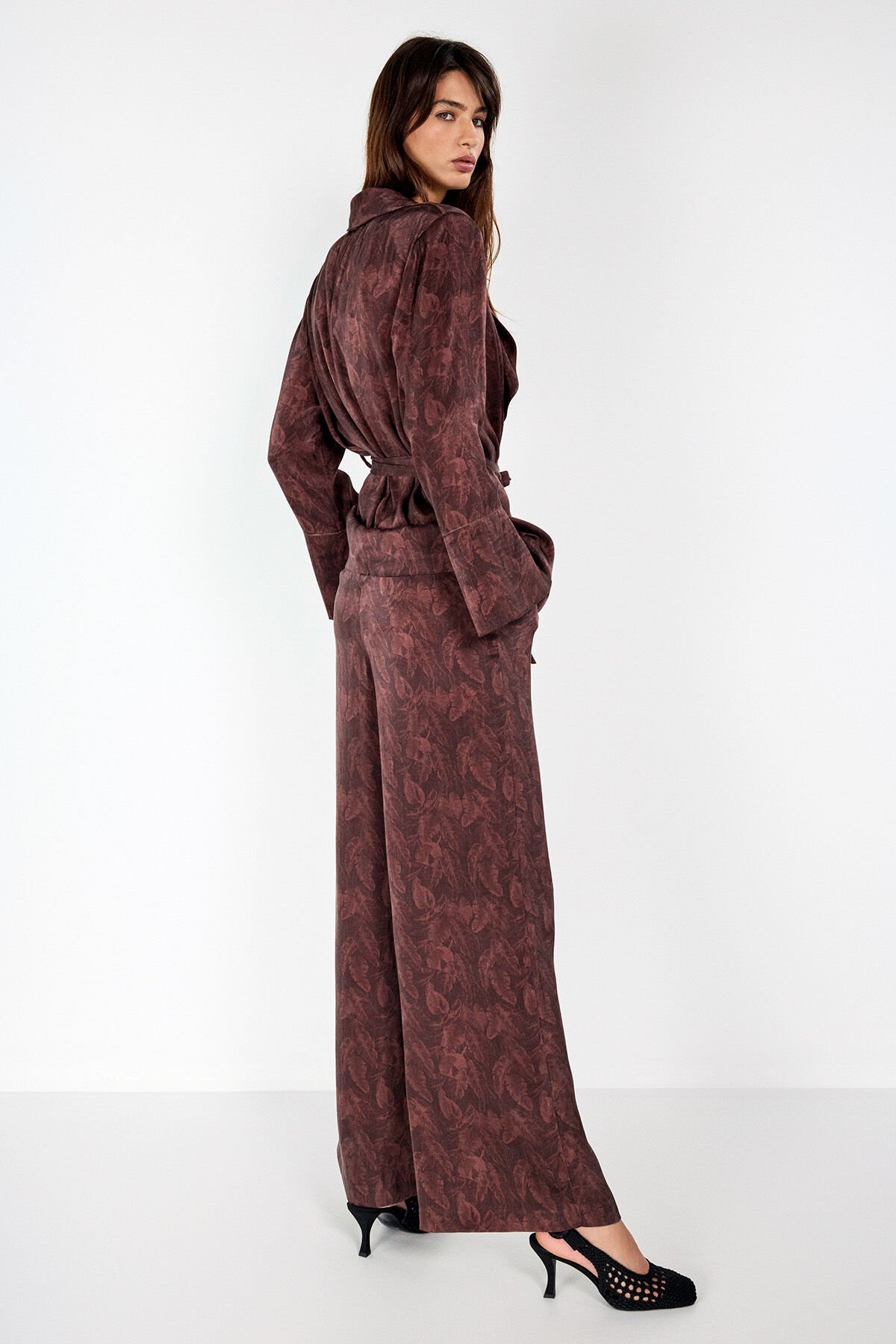 Geniş Paça Desenli Pantolon