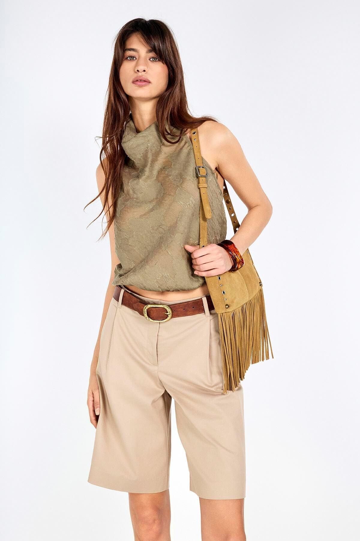 Halter Yaka Jakarlı Top