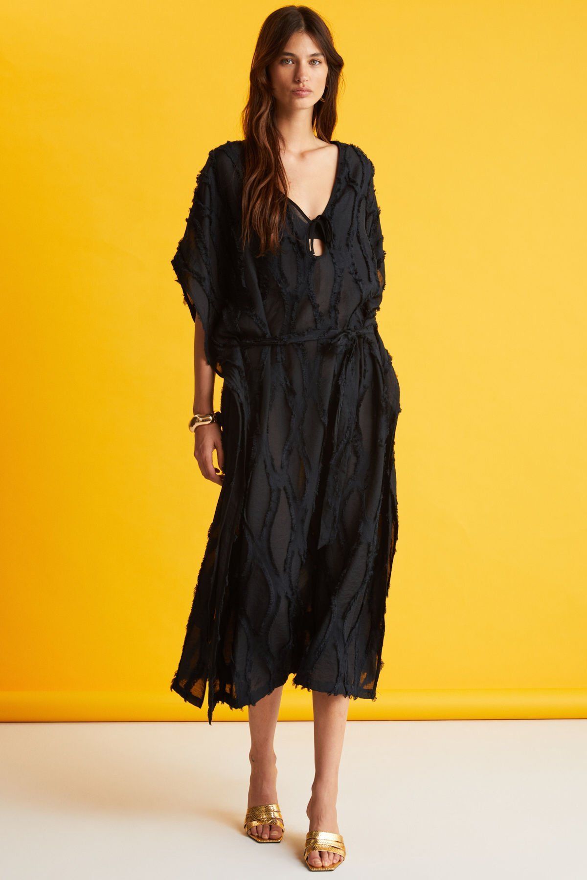 Siyah Jakarlı Elbise