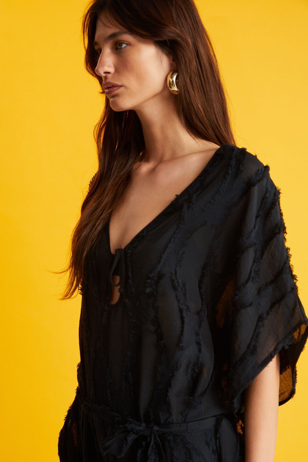 Siyah Jakarlı Elbise