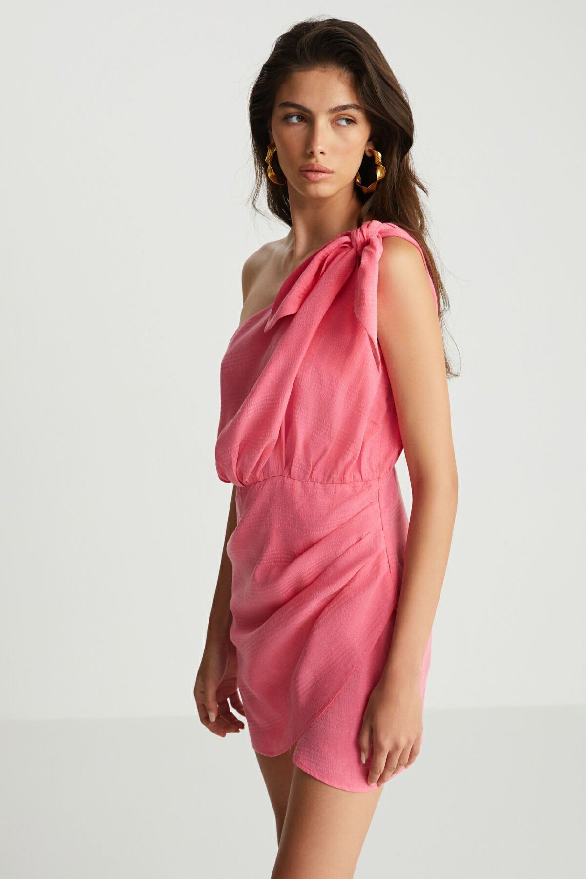 Pembe Lyocell Yazlık Elbise