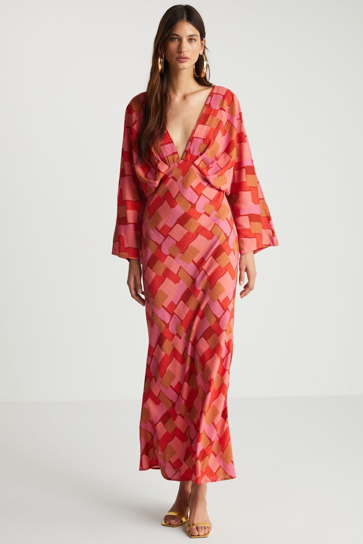 Geometrik Desenli Elbise