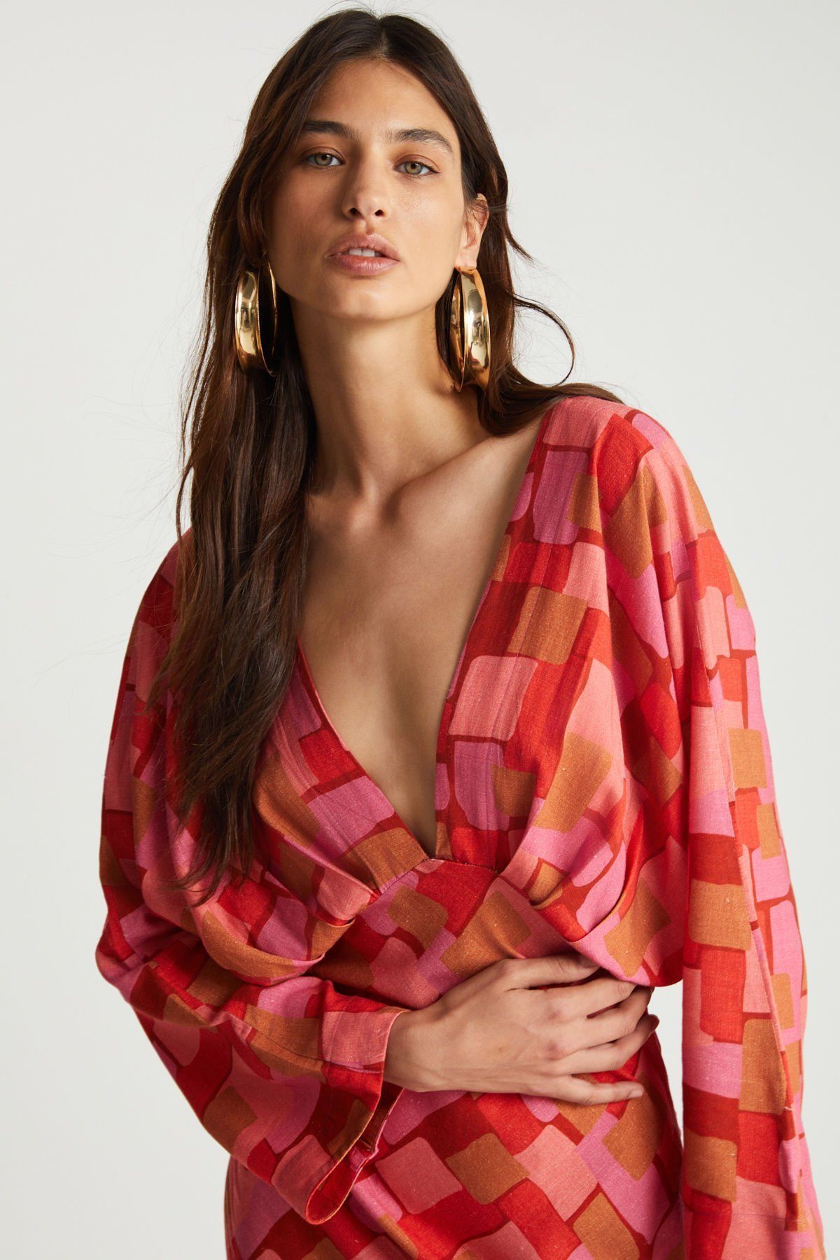 Geometrik Desenli Elbise