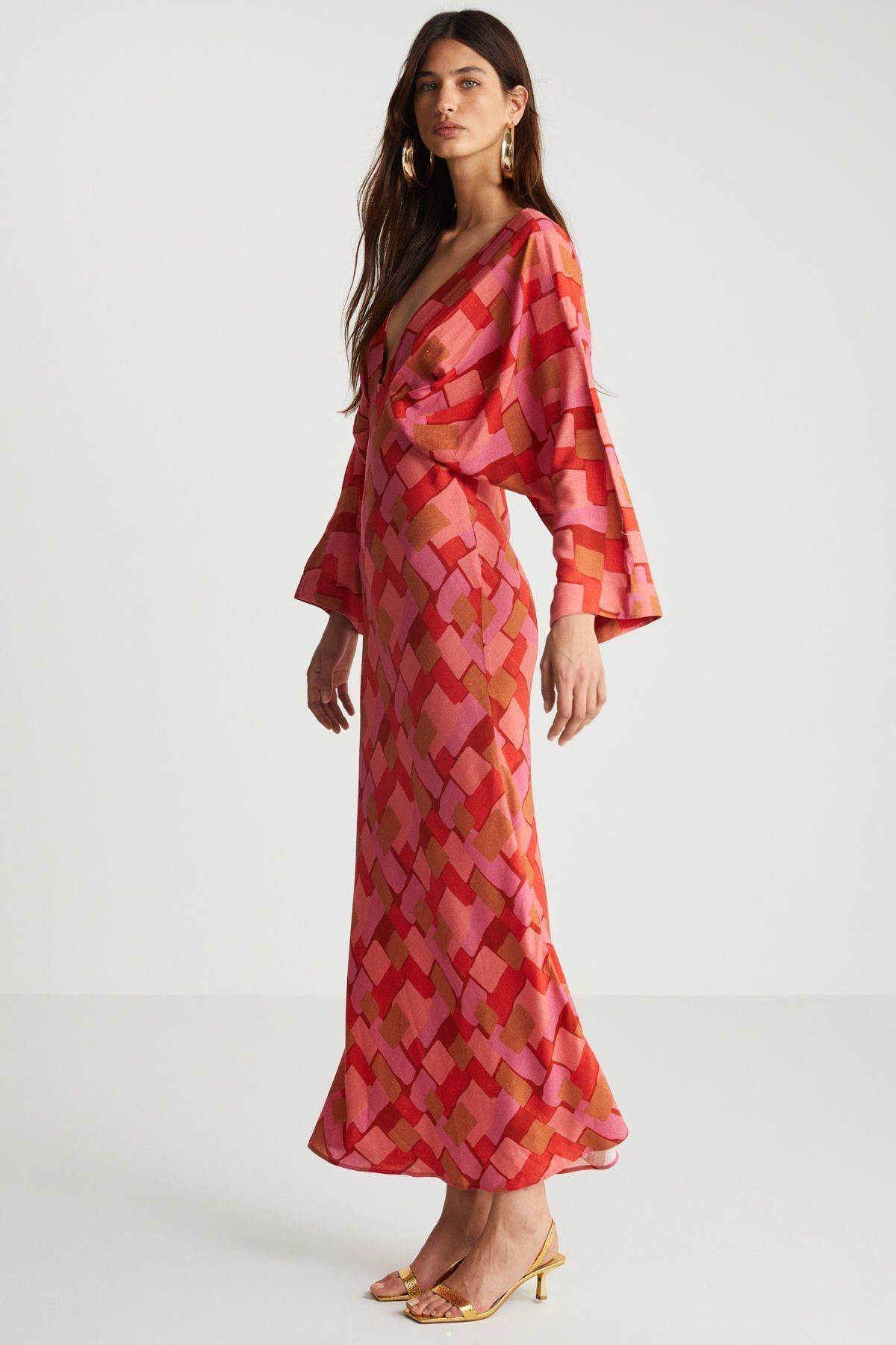 Geometrik Desenli Elbise