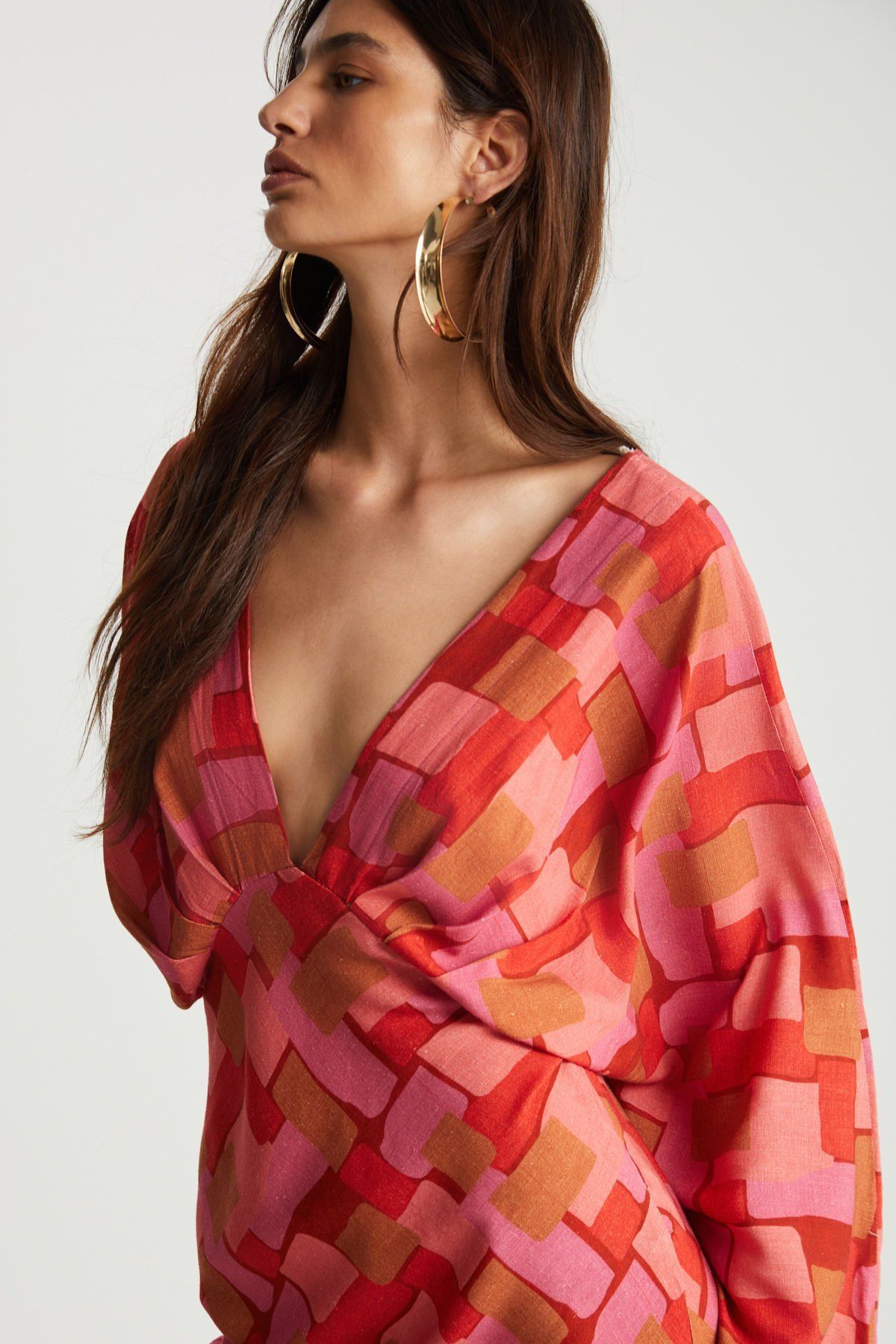 Geometrik Desenli Elbise