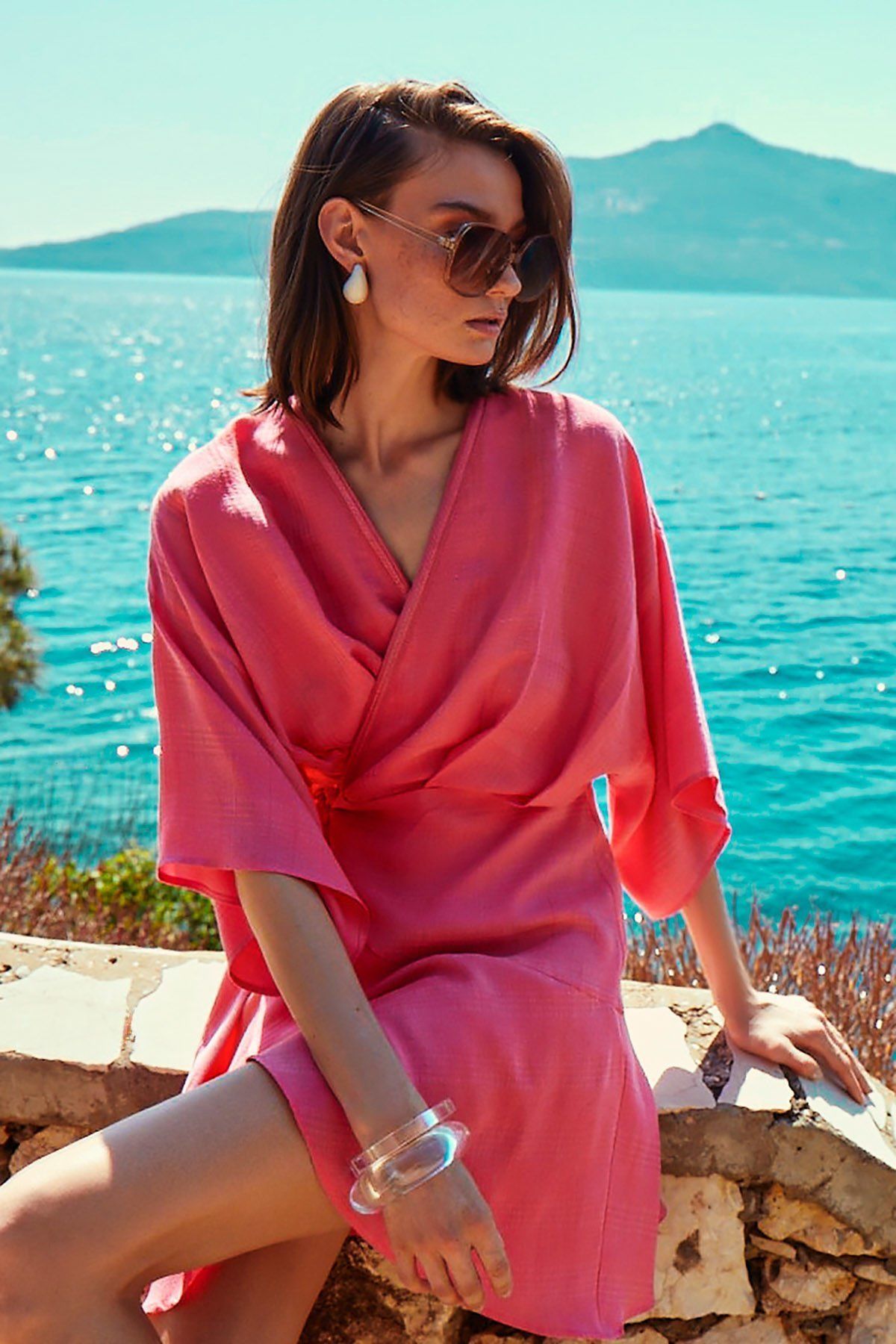 Pembe Kimono Elbise