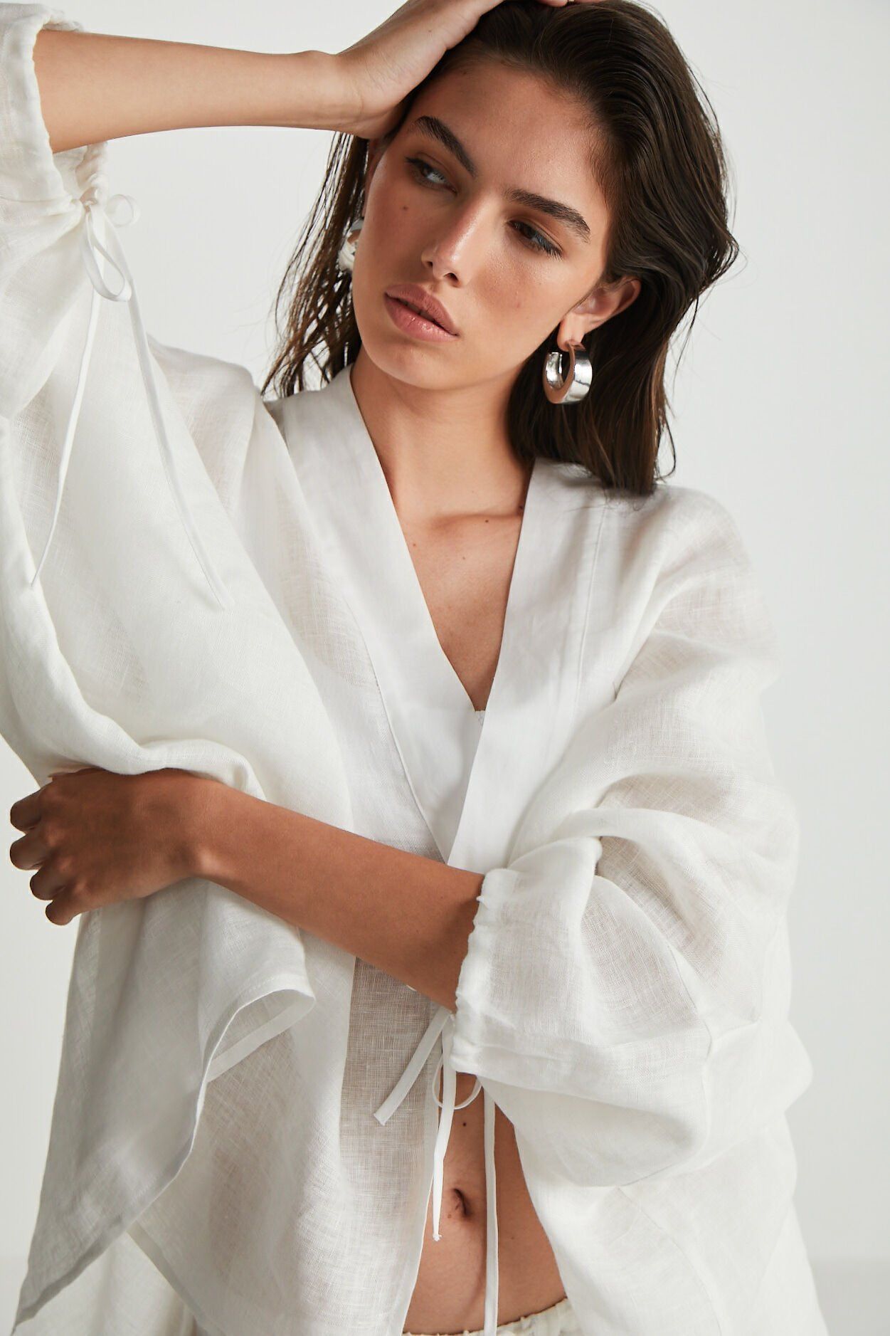 Beyaz Keten Kaftan