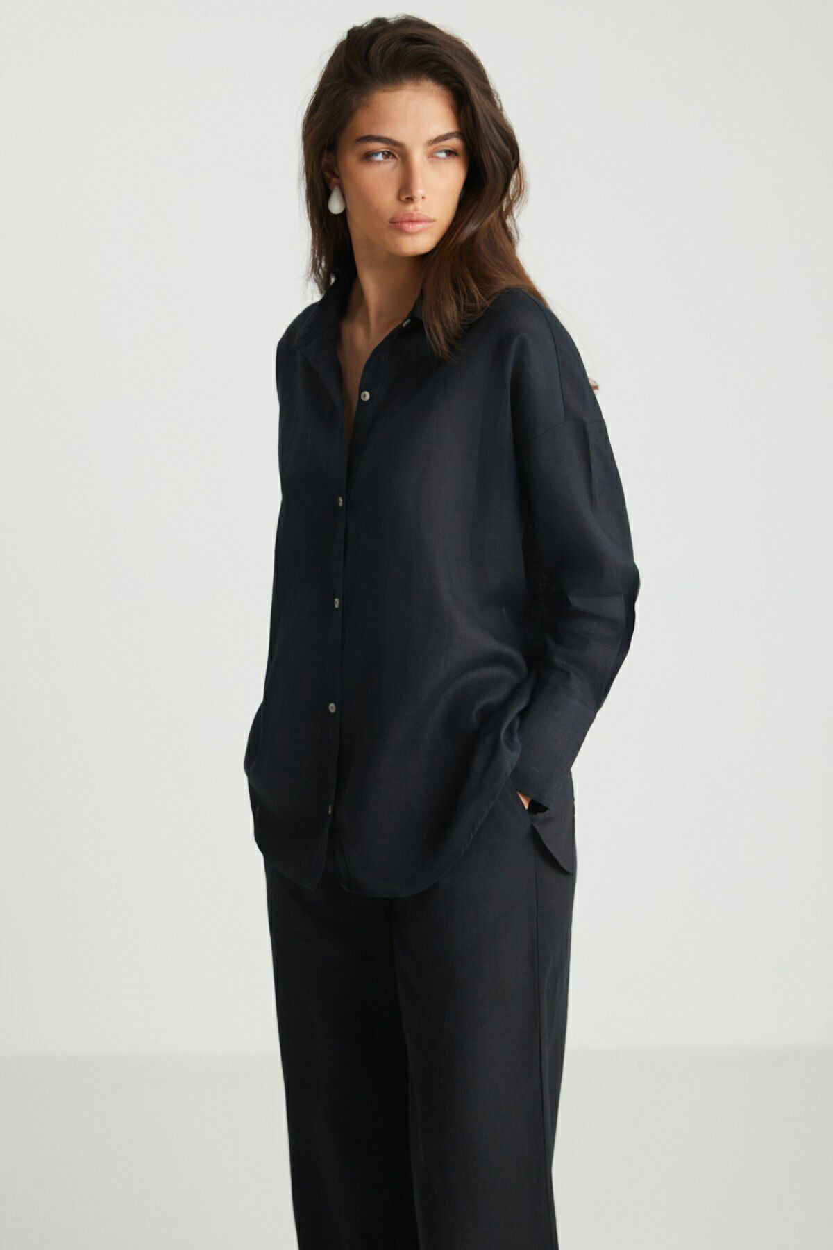 Siyah Keten Pantolon